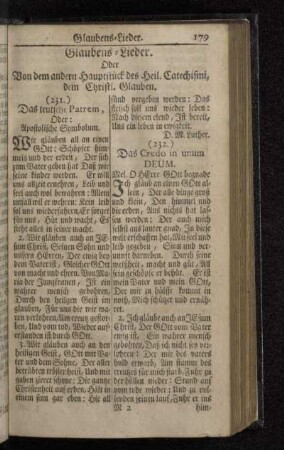 Glaubens - Lieder. Oder Von dem andern Hauptstück des Heil. Catechismi, dem Christl. Glauben.