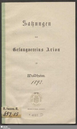 Satzungen des Gesangvereins Arion zu Waldheim