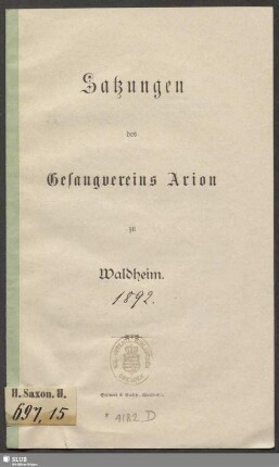 Satzungen des Gesangvereins Arion zu Waldheim