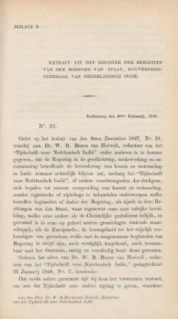 Bijlage B. Extract uit het register der besluiten van den Minister van Staat, Gouverneur-Generaal van Nederlandsch-Indie