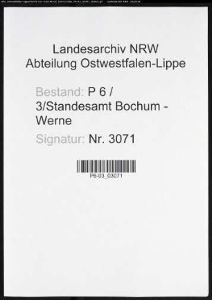 Namensverzeichnis Bochum - Werne, Todesfälle