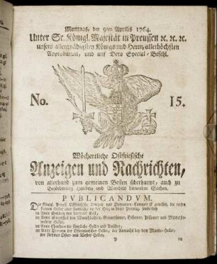 No. 15. Montags, den 9ten Aprilis 1764.