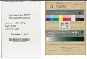 Entnazifizierung Karl Ebersbach , geb. 13.08.1908 (Bergmann)