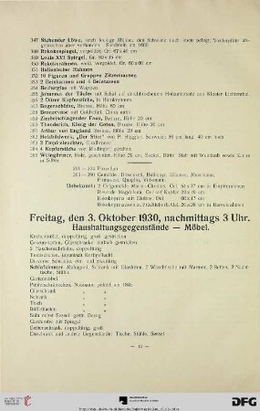 Freitag, den 3. Oktober 1930, nachmittags 3 Uhr