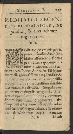 Meditatio Secunda Diei Dominicae ...