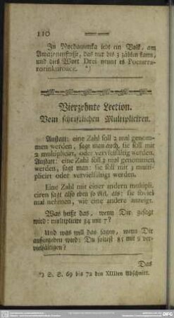 Vierzehnte Lection. Vom schriftlichen Multipliciren