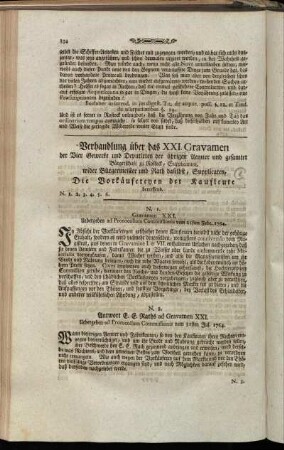 Verhandlung über das XXI. Gravamen ...