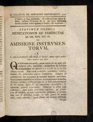 1151-1161, Sp. 282. De Amissione instrumentorum