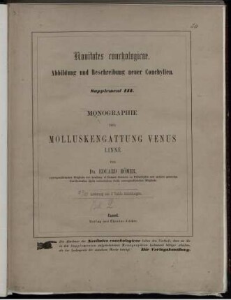 Suppl. 3, [Bd. 2]: Novitates conchologicae. Suppl. 3. Monographie der Molluskengattung Venus, Linné. [Bd. 2]