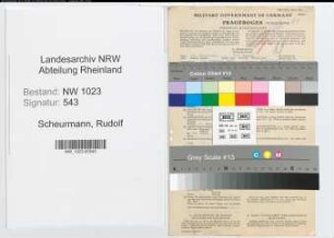 Entnazifizierung Rudolf Scheurmann , geb. 18.12.1889 (Berufsberater)