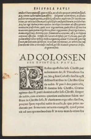 Ad Colossenses Epistola Pauli.