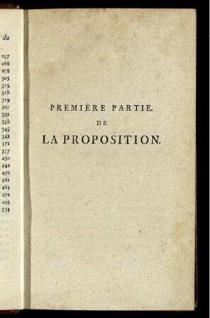 Premiére partie. De la proposition.