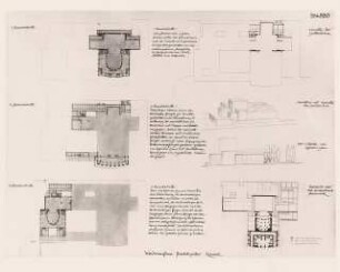 Staatstheater Kassel: Foto von Inv.Nr. 35760: Bauabschnitt 1-3 in Grundrissen und Varianten: Isometrie und Ansicht - Übersicht Verwendung von Bestand