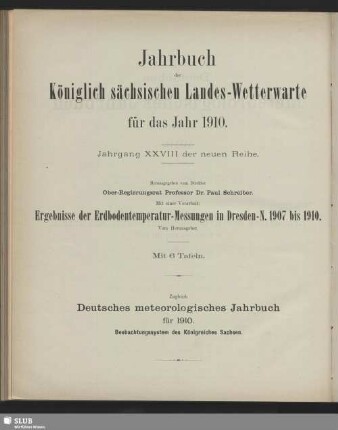 28.1910(1913): Jahrbuch der Königlich-Sächsischen Landeswetterwarte