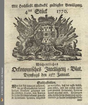 4tes Stueck, Dienstags den 23ten Januar 1770