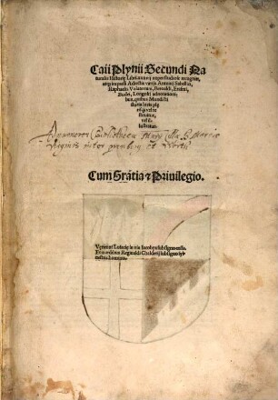 Caii Plynii Secundi Naturalis Historie Libri XXXVII
