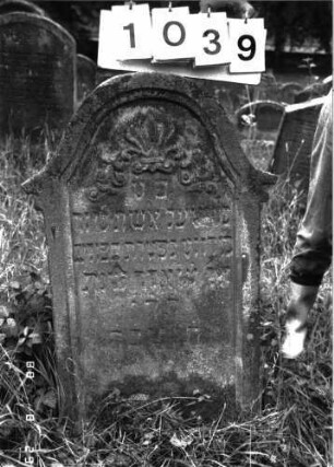 Grabstein 1039 (Index: 100098970) Maße HxBxT: 93x47x13 cm: Grabstein 1039