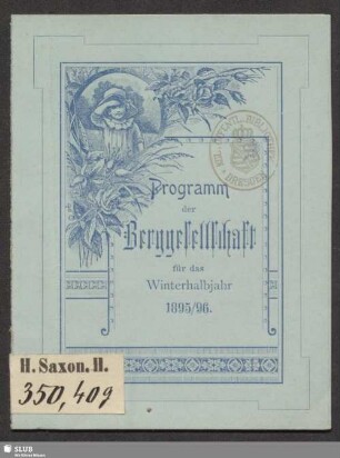 1895/96: Programm der Berggesellschaft über die Gesellschaftsabende ...