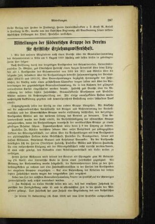 Mitteilungen der süddeutschen Gruppe des Vereins für christliche Erziehungswissenschaft
