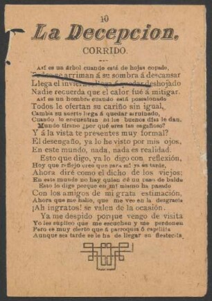 La Decepción. : Corrido.