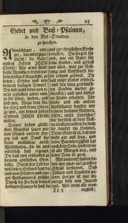 Gebet und Buß-Psalmen in den Bet-Stunden zu sprechen.