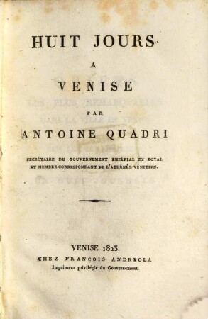 Huit jours à Venise
