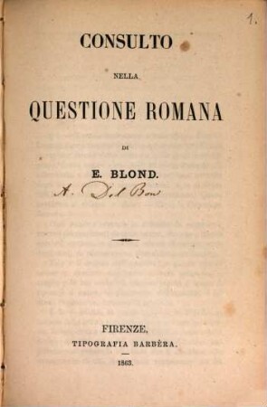 Consulto nella questione Romana
