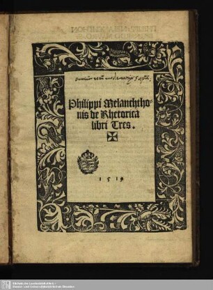 Philippi Melanchthonis de Rhetorica libri tres