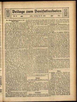 Zweite Ausgabe vom Sonntag, den 30. Juni 1912.
