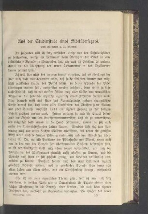 Aus der Studierstube eines Bibelübersetzers
