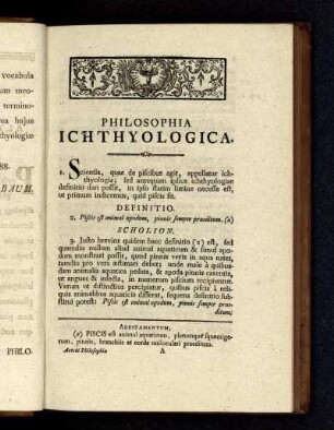 Philosophia ICHTHYOLOGICA.