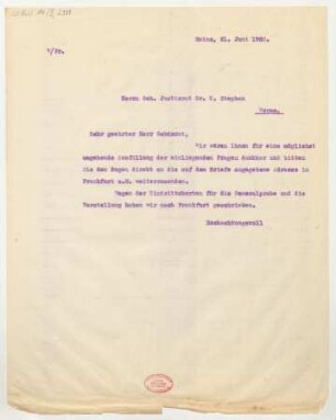 Brief an Karl Stephan : 21.06.1920