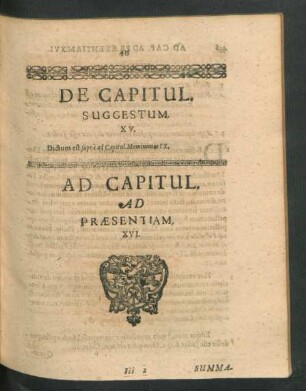 De Capitul. Suggestum. XV. Ad Capitul. Ad Praesentiam. XVI.