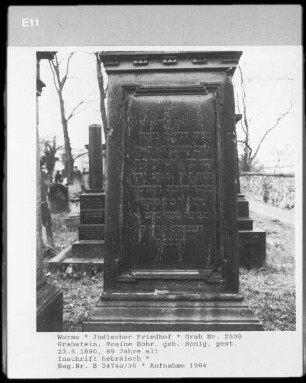 Grabstein der Rosine Böhr (geborene Honig) (gestorben 1890.05.23)