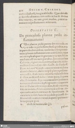 Observatio C. De periculosa plantae pedis inflammatione?