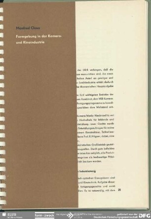 Formgebung in der Kamera- und Kinoindustrie