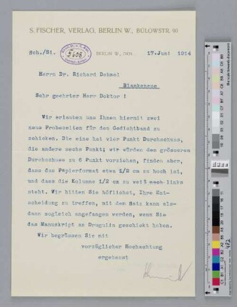 Brief an Richard Dehmel