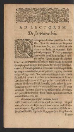 Ad Lectorem De scriptione hac.