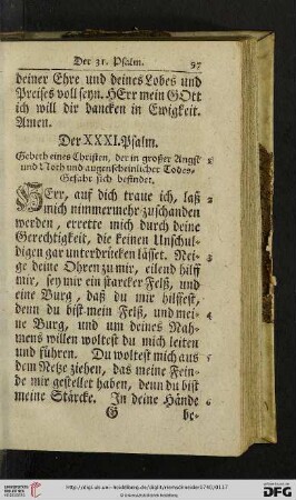 Der XXXI. Psalm - Der XL. Psalm
