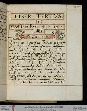 Buch 3. 'Liber tertivs de Specificis Bezoarticis remedijs'