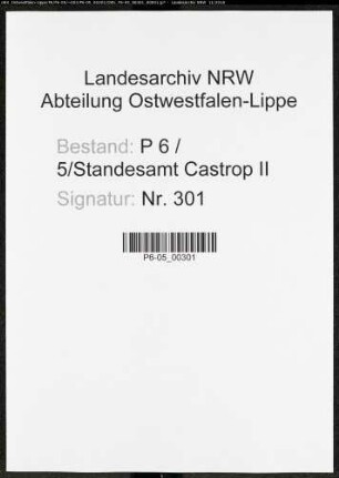 Sterberegister Standesamt Castrop-Rauxel Castrop II