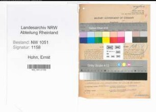 Entnazifizierung Ernst Hohn , geb. 10.12.1909 (Landwirt)