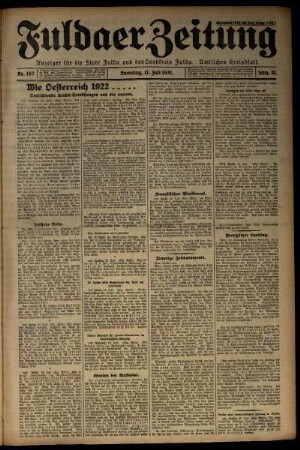 Ausgabe vom Samstag, den 11. Juli 1931.
