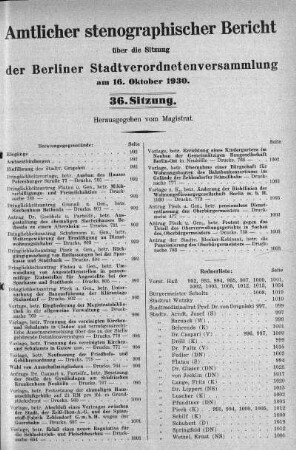 Sitzung 36, 16. Oktober 1930