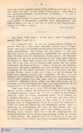 Ugo Segrè: Luigi Lanzi e le sue opere . Assisi Tipografia Menastasio 1904, X und 246 S