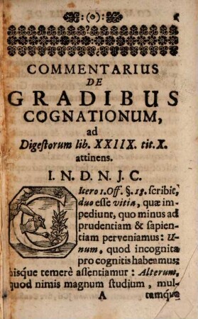 Commentar. de gradibus Cognationum ad Digestorum libri 38, Tit. X