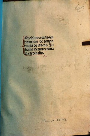 Questiones euangeliorum tam de tempore qua[m] de sanctis Joha[n]nis de turre cremata cardinalis