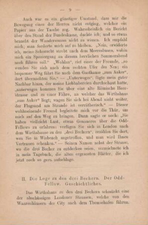 II. Die Loge zu den drei Bechern. Der Odd-Fellow. Geschichtliches