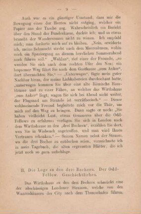II. Die Loge zu den drei Bechern. Der Odd-Fellow. Geschichtliches