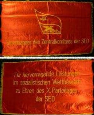 Ehrenbanner des ZK der SED zum X. Parteitag der SED